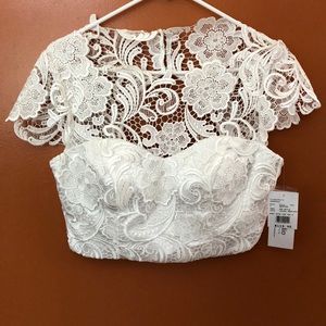 David’s Bridal Short Sleeve Lace Top